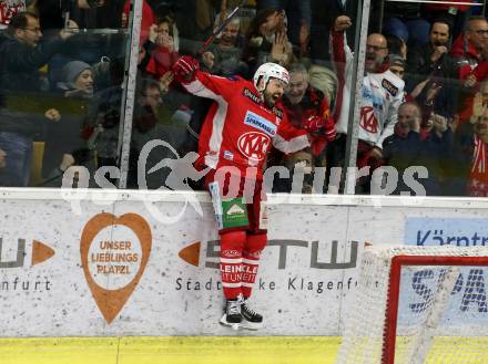 EBEL. Eishockey Bundesliga. KAC gegen	Moser Medical Graz99ers. Torjubel Andrew Jacob Kozek (KAC). Klagenfurt, am 5.4.2019.
Foto: Kuess

---
pressefotos, pressefotografie, kuess, qs, qspictures, sport, bild, bilder, bilddatenbank