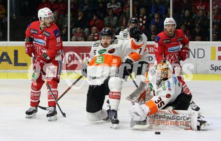 EBEL. Eishockey Bundesliga. KAC gegen	Moser Medical Graz99ers. Stefan Geier, Mitch Wahl, (KAC), Robin Jakobsson, Robin Rahm  (Graz). Klagenfurt, am 5.4.2019.
Foto: Kuess

---
pressefotos, pressefotografie, kuess, qs, qspictures, sport, bild, bilder, bilddatenbank