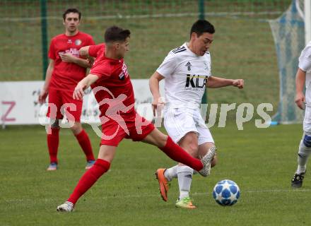 Fussball 1. Klasse A. Doelsach gegen Hermagor. Akim Stahl, (Doelsach),  Sebastian Kotz  (Hermagor). Doelsach, am 6.4.2019.
Foto: Kuess
---
pressefotos, pressefotografie, kuess, qs, qspictures, sport, bild, bilder, bilddatenbank