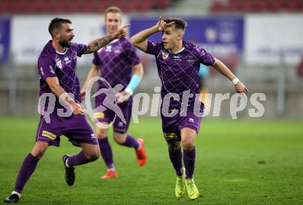 Fussball. 2. Liga. âSK Austria Klagenfurt gegen SV Horn. Torjubel Daniel Steinwender, Kosmas Gkezos (Klagenfurt). Klagenfurt, 12.4.2019.
Foto: Kuess
---
pressefotos, pressefotografie, kuess, qs, qspictures, sport, bild, bilder, bilddatenbank