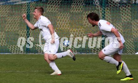 Fussball 1. Klasse A. Doelsach gegen Hermagor. Torjubel Dominic Mattersberger, Marcus Neunhaeuserer (Doelsach). Doelsach, am 6.4.2019.
Foto: Kuess
---
pressefotos, pressefotografie, kuess, qs, qspictures, sport, bild, bilder, bilddatenbank
