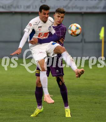 Fussball. 2. Liga. âSK Austria Klagenfurt gegen SV Horn. Benedikt Pichler, (Klagenfurt), Raffael Behounek  (SV Horn). Klagenfurt, 12.4.2019.
Foto: Kuess
---
pressefotos, pressefotografie, kuess, qs, qspictures, sport, bild, bilder, bilddatenbank