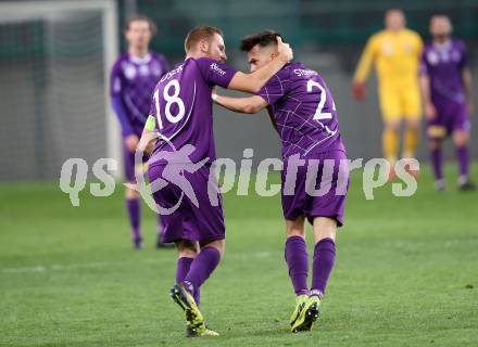 Fussball. 2. Liga. âSK Austria Klagenfurt gegen SV Horn. Torjubel Markus Rusek, Daniel Steinwender (Klagenfurt). Klagenfurt, 12.4.2019.
Foto: Kuess
---
pressefotos, pressefotografie, kuess, qs, qspictures, sport, bild, bilder, bilddatenbank