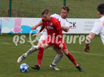 Fussball 1. Klasse A. Doelsach gegen Hermagor. Fabian Kashofer,  (Doelsach), Jan Logar (Hermagor). Doelsach, am 6.4.2019.
Foto: Kuess
---
pressefotos, pressefotografie, kuess, qs, qspictures, sport, bild, bilder, bilddatenbank