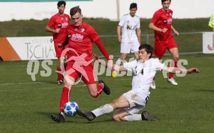 Fussball 1. Klasse A. Doelsach gegen Hermagor. Philipp Hochegger,  (Doelsach), Jan Logar (Hermagor). Doelsach, am 6.4.2019.
Foto: Kuess
---
pressefotos, pressefotografie, kuess, qs, qspictures, sport, bild, bilder, bilddatenbank