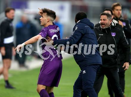 Fussball. 2. Liga. âSK Austria Klagenfurt gegen SV Horn. Torjubel Daniel Steinwender (Klagenfurt). Klagenfurt, 12.4.2019.
Foto: Kuess
---
pressefotos, pressefotografie, kuess, qs, qspictures, sport, bild, bilder, bilddatenbank