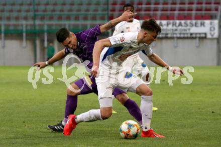 Fussball. 2. Liga. âSK Austria Klagenfurt gegen SV Horn. Maximiliano Moreira Romero, (Klagenfurt),  Julian Velisek (SV Horn). Klagenfurt, 12.4.2019.
Foto: Kuess
---
pressefotos, pressefotografie, kuess, qs, qspictures, sport, bild, bilder, bilddatenbank