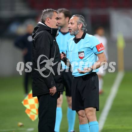 Fussball. 2. Liga. âSK Austria Klagenfurt gegen SV Horn.  Trainer Robert Micheu,  (Klagenfurt), Schiedsrichter Rene Eisner. Klagenfurt, 12.4.2019.
Foto: Kuess
---
pressefotos, pressefotografie, kuess, qs, qspictures, sport, bild, bilder, bilddatenbank