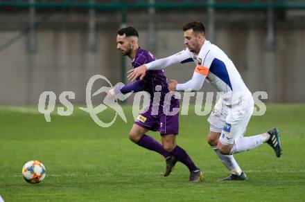 Fussball. 2. Liga. âSK Austria Klagenfurt gegen SV Horn. Okan Aydin,  (Klagenfurt), Miroslav Milosevic (SV Horn). Klagenfurt, 12.4.2019.
Foto: Kuess
---
pressefotos, pressefotografie, kuess, qs, qspictures, sport, bild, bilder, bilddatenbank