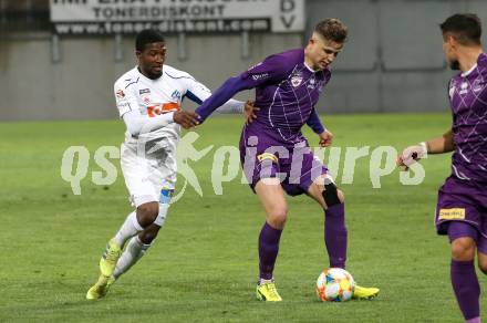 Fussball. 2. Liga. âSK Austria Klagenfurt gegen SV Horn. Benedikt Pichler,  (Klagenfurt), Kelvin Arase (SV Horn). Klagenfurt, 12.4.2019.
Foto: Kuess
---
pressefotos, pressefotografie, kuess, qs, qspictures, sport, bild, bilder, bilddatenbank