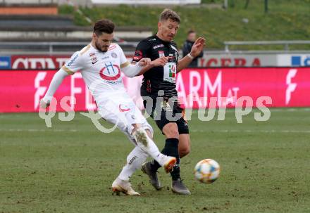 Fussball tipico Bundesliga. RZ Pellets WAC gegen FK Austria Wien. Christopher Wernitznig,  (WAC), Christoph Martschinko (Wien). Wolfsberg, am 14.4.2019.
Foto: Kuess

---
pressefotos, pressefotografie, kuess, qs, qspictures, sport, bild, bilder, bilddatenbank
