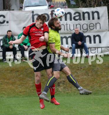 Fussball. Kaerntner Liga. Lind gegen SK Maria Saal. 	Mario Zagler  (Lind), Julian Johannes Simoner (SK Maria Saal). Bleiburg, 13.4.2019.
Foto: Kuess 
---
pressefotos, pressefotografie, kuess, qs, qspictures, sport, bild, bilder, bilddatenbank