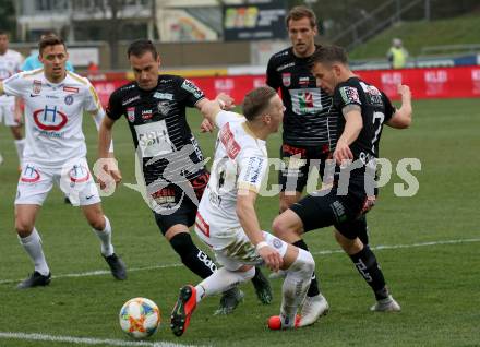 Fussball tipico Bundesliga. RZ Pellets WAC gegen FK Austria Wien. Lukas Schmitz, Michael Liendl (WAC), Christoph Monschein (Wien). Wolfsberg, am 14.4.2019.
Foto: Kuess

---
pressefotos, pressefotografie, kuess, qs, qspictures, sport, bild, bilder, bilddatenbank