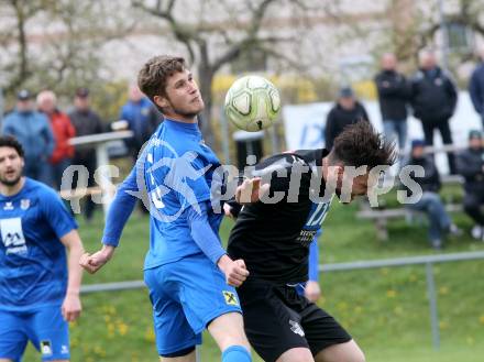 Fussball. Kaerntner Liga. Bleiburg gegen Matrei.  Dominik Peketz (Bleiburg),  Benedikt Wibmer (Matrei). Bleiburg, 13.4.2019.
Foto: Kuess 
---
pressefotos, pressefotografie, kuess, qs, qspictures, sport, bild, bilder, bilddatenbank
