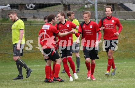 Fussball. Kaerntner Liga. Lind gegen SK Maria Saal. Torjubel Raphael Wintersteiger (SK Maria Saal). Bleiburg, 13.4.2019.
Foto: Kuess 
---
pressefotos, pressefotografie, kuess, qs, qspictures, sport, bild, bilder, bilddatenbank