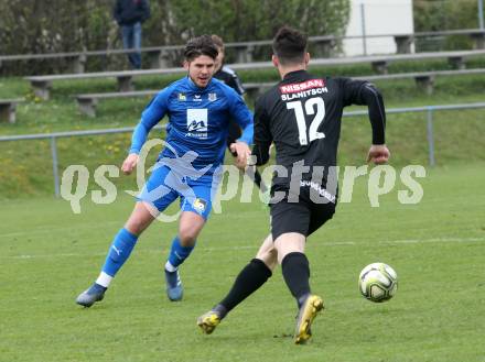 Fussball. Kaerntner Liga. Bleiburg gegen Matrei.  Dominik Peketz (Bleiburg),  Jonathan Panzl (Matrei). Bleiburg, 13.4.2019.
Foto: Kuess 
---
pressefotos, pressefotografie, kuess, qs, qspictures, sport, bild, bilder, bilddatenbank