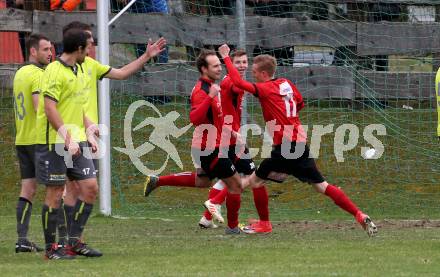 Fussball. Kaerntner Liga. Lind gegen SK Maria Saal. Torjubel Raphael Wintersteiger (SK Maria Saal). Bleiburg, 13.4.2019.
Foto: Kuess 
---
pressefotos, pressefotografie, kuess, qs, qspictures, sport, bild, bilder, bilddatenbank