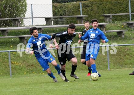 Fussball. Kaerntner Liga. Bleiburg gegen Matrei.  Dominik Peketz,  (Bleiburg), Dominik Hanser,  (Matrei). Bleiburg, 13.4.2019.
Foto: Kuess 
---
pressefotos, pressefotografie, kuess, qs, qspictures, sport, bild, bilder, bilddatenbank