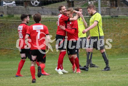 Fussball. Kaerntner Liga. Lind gegen SK Maria Saal. Torjubel Raphael Wintersteiger (SK Maria Saal). Bleiburg, 13.4.2019.
Foto: Kuess 
---
pressefotos, pressefotografie, kuess, qs, qspictures, sport, bild, bilder, bilddatenbank
