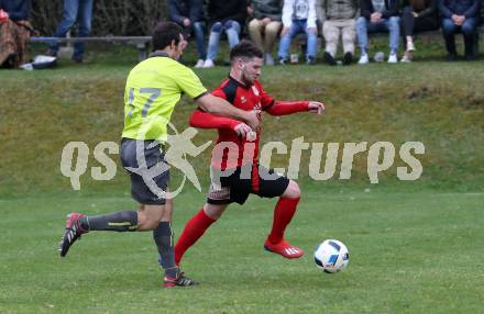 Fussball. Kaerntner Liga. Lind gegen SK Maria Saal.  Alexander Preissl (Lind),  Andreas Schawarz (SK Maria Saal). Bleiburg, 13.4.2019.
Foto: Kuess 
---
pressefotos, pressefotografie, kuess, qs, qspictures, sport, bild, bilder, bilddatenbank