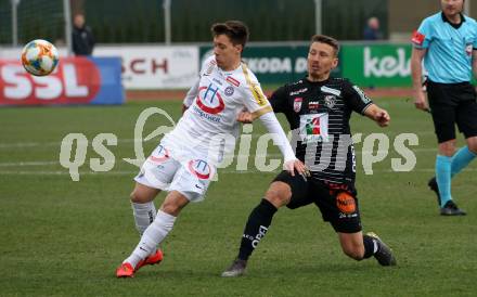 Fussball tipico Bundesliga. RZ Pellets WAC gegen FK Austria Wien. Christopher Wernitznig, (WAC), Dominik Prokop  (Wien). Wolfsberg, am 14.4.2019.
Foto: Kuess

---
pressefotos, pressefotografie, kuess, qs, qspictures, sport, bild, bilder, bilddatenbank