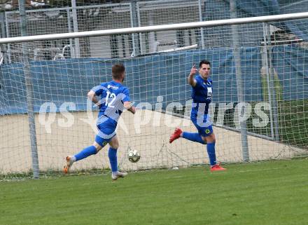 Fussball. Kaerntner Liga. Bleiburg gegen Matrei.  Torjubel Rene Scheiber (Matrei). Bleiburg, 13.4.2019.
Foto: Kuess 
---
pressefotos, pressefotografie, kuess, qs, qspictures, sport, bild, bilder, bilddatenbank