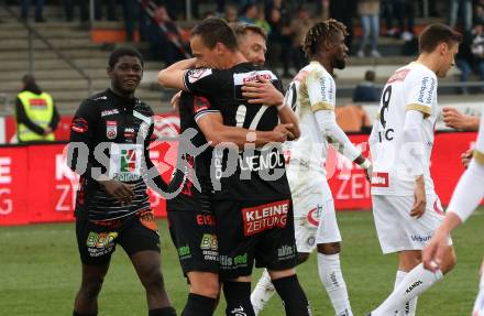 Fussball tipico Bundesliga. RZ Pellets WAC gegen FK Austria Wien. Torjubel Michael Liendl, Christopher Wernitznig (WAC). Wolfsberg, am 14.4.2019.
Foto: Kuess

---
pressefotos, pressefotografie, kuess, qs, qspictures, sport, bild, bilder, bilddatenbank