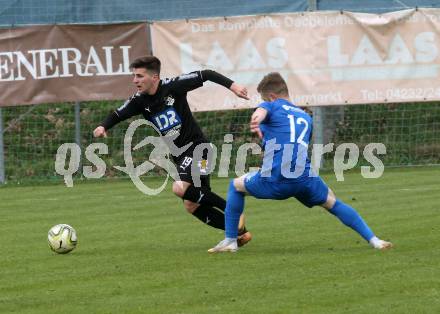 Fussball. Kaerntner Liga. Bleiburg gegen Matrei.  Adnan Fajic  (Bleiburg),  Moritz Mair (Matrei). Bleiburg, 13.4.2019.
Foto: Kuess 
---
pressefotos, pressefotografie, kuess, qs, qspictures, sport, bild, bilder, bilddatenbank