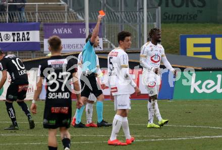 Fussball tipico Bundesliga. RZ Pellets WAC gegen FK Austria Wien.  Schiedsrichter Dieter Muckenhammer, Osagie Bright Edomwonyi  (Wien). Wolfsberg, am 14.4.2019.
Foto: Kuess

---
pressefotos, pressefotografie, kuess, qs, qspictures, sport, bild, bilder, bilddatenbank