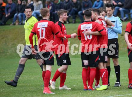 Fussball. Kaerntner Liga. Lind gegen SK Maria Saal.  Torjubel Christopher Wadl  (SK Maria Saal). Bleiburg, 13.4.2019.
Foto: Kuess 
---
pressefotos, pressefotografie, kuess, qs, qspictures, sport, bild, bilder, bilddatenbank