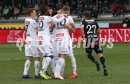 Fussball tipico Bundesliga. RZ Pellets WAC gegen FK Austria Wien. Torjubel Christoph Monschein  (Wien). Wolfsberg, am 14.4.2019.
Foto: Kuess

---
pressefotos, pressefotografie, kuess, qs, qspictures, sport, bild, bilder, bilddatenbank