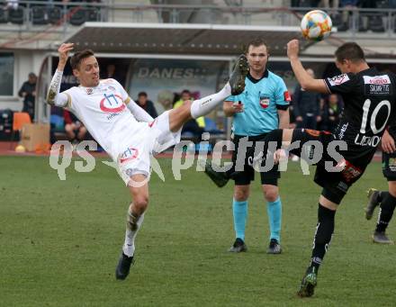 Fussball tipico Bundesliga. RZ Pellets WAC gegen FK Austria Wien. Michael Liendl,  (WAC), Uros Matic (Wien). Wolfsberg, am 14.4.2019.
Foto: Kuess

---
pressefotos, pressefotografie, kuess, qs, qspictures, sport, bild, bilder, bilddatenbank