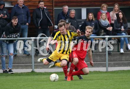 Fussball 1. KLasse B. Admira Villach gegen Rothenthurn. Marco Kudler,   (Admira Villach), Thomas Platzer  (Rothethurn). Villach, am 13.4.2019.
Foto: Kuess
---
pressefotos, pressefotografie, kuess, qs, qspictures, sport, bild, bilder, bilddatenbank