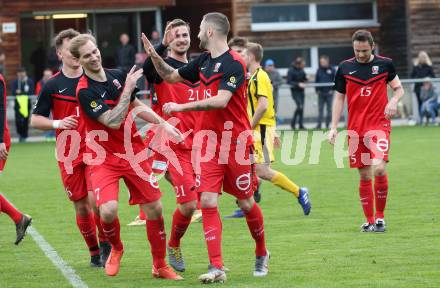Fussball 1. KLasse B. Admira Villach gegen Rothenthurn.  Torjubel Marco Kudler, Daniel Brandauer (Admira Villach). Villach, am 13.4.2019.
Foto: Kuess
---
pressefotos, pressefotografie, kuess, qs, qspictures, sport, bild, bilder, bilddatenbank