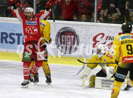 EBEL. Eishockey Bundesliga. KAC gegen	spusu Vienna Capitals. Torjubel Stefan Geier (KAC). Klagenfurt, am 16.4.2019.
Foto: Kuess

---
pressefotos, pressefotografie, kuess, qs, qspictures, sport, bild, bilder, bilddatenbank