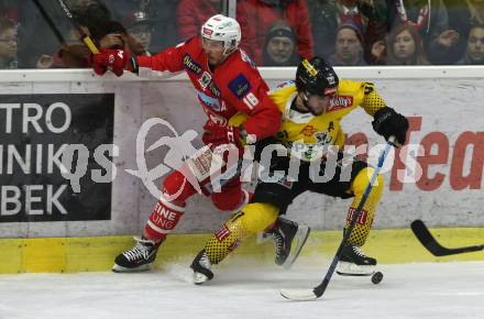 EBEL. Eishockey Bundesliga. KAC gegen	spusu Vienna Capitals. Patrick Harand,  (KAC), Taylor Vause (Vienna Capitals). Klagenfurt, am 16.4.2019.
Foto: Kuess

---
pressefotos, pressefotografie, kuess, qs, qspictures, sport, bild, bilder, bilddatenbank