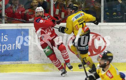EBEL. Eishockey Bundesliga. KAC gegen	spusu Vienna Capitals.  Andrew Jacob Kozek, (KAC),  Patrick Joseph Mullen  (Vienna Capitals). Klagenfurt, am 16.4.2019.
Foto: Kuess

---
pressefotos, pressefotografie, kuess, qs, qspictures, sport, bild, bilder, bilddatenbank
