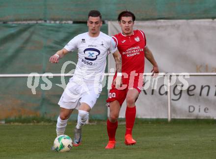 Fussball Kaerntner Liga. SAK gegen ATUS Ferlach. Zoran Vukovic,  (SAK),   Mateo Brisevac (Ferlach). Klagenfurt, am 18.4.2019.
Foto: Kuess
---
pressefotos, pressefotografie, kuess, qs, qspictures, sport, bild, bilder, bilddatenbank