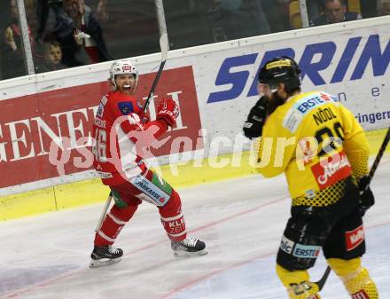 EBEL. Eishockey Bundesliga. KAC gegen	spusu Vienna Capitals. Torjubel Bischofberger Johannes, (KAC). Klagenfurt, am 20.4.2019.
Foto: Kuess

---
pressefotos, pressefotografie, kuess, qs, qspictures, sport, bild, bilder, bilddatenbank