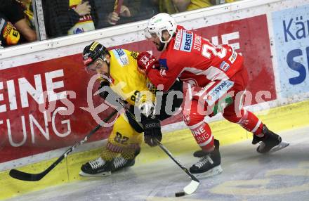 EBEL. Eishockey Bundesliga. KAC gegen	spusu Vienna Capitals. Steven Strong (KAC), Christopher Desousa (Vienna Capitals). Klagenfurt, am 20.4.2019.
Foto: Kuess

---
pressefotos, pressefotografie, kuess, qs, qspictures, sport, bild, bilder, bilddatenbank