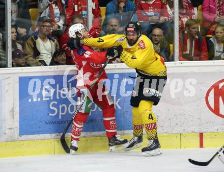 EBEL. Eishockey Bundesliga. KAC gegen	spusu Vienna Capitals. Bischofberger Johannes (KAC), Lakos Philippe (Vienna Capitals). Klagenfurt, am 20.4.2019.
Foto: Kuess

---
pressefotos, pressefotografie, kuess, qs, qspictures, sport, bild, bilder, bilddatenbank