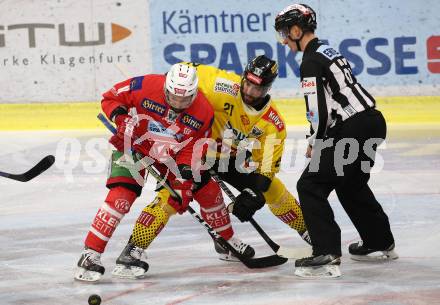 EBEL. Eishockey Bundesliga. KAC gegen	spusu Vienna Capitals. Koch Thomas (KAC), Holzapfel Riley (Vienna Capitals). Klagenfurt, am 20.4.2019.
Foto: Kuess

---
pressefotos, pressefotografie, kuess, qs, qspictures, sport, bild, bilder, bilddatenbank