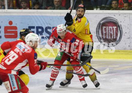 EBEL. Eishockey Bundesliga. KAC gegen	spusu Vienna Capitals. Johannes Bischofberger (KAC), Aley Wall (Vienna Capitals). Klagenfurt, am 20.4.2019.
Foto: Kuess

---
pressefotos, pressefotografie, kuess, qs, qspictures, sport, bild, bilder, bilddatenbank