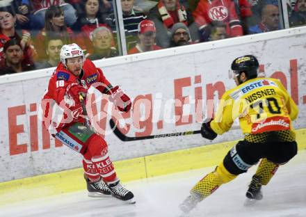 EBEL. Eishockey Bundesliga. KAC gegen	spusu Vienna Capitals. Harand Patrick (KAC), Nissner Benjamin (Vienna Capitals). Klagenfurt, am 20.4.2019.
Foto: Kuess

---
pressefotos, pressefotografie, kuess, qs, qspictures, sport, bild, bilder, bilddatenbank