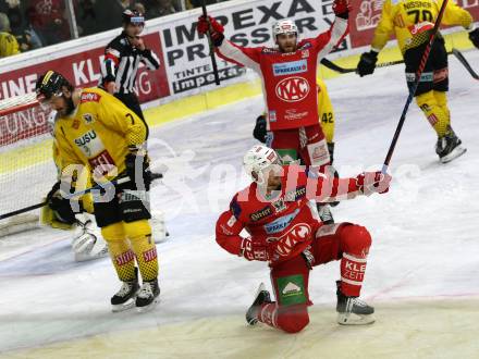 EBEL. Eishockey Bundesliga. KAC gegen	spusu Vienna Capitals. Torjubel Petersen Nicholas Eric, Neal Matthew  (KAC). Klagenfurt, am 20.4.2019.
Foto: Kuess

---
pressefotos, pressefotografie, kuess, qs, qspictures, sport, bild, bilder, bilddatenbank