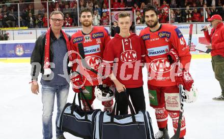 EBEL. Eishockey Bundesliga. KAC gegen	spusu Vienna Capitals. Spieler des Abends Matthew Neal, Marcel Witting  (KAC),  . Klagenfurt, am 20.4.2019.
Foto: Kuess

---
pressefotos, pressefotografie, kuess, qs, qspictures, sport, bild, bilder, bilddatenbank