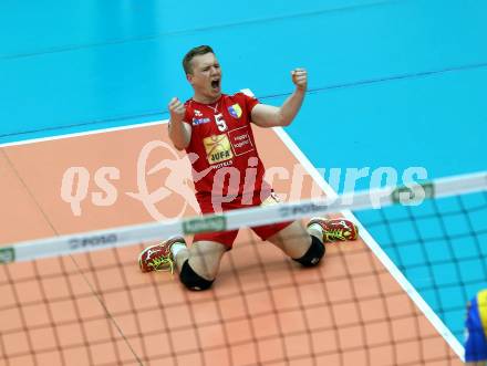 Volleyball. AVL Finale. SK Posojilnica Aich/Dob gegen SG Union Raiffeisen Waldviertel. Jubel Manuel Steiner (Aich/Dob). Bleiburg, 24.4.2019.
Foto: Kuess
---
pressefotos, pressefotografie, kuess, qs, qspictures, sport, bild, bilder, bilddatenbank