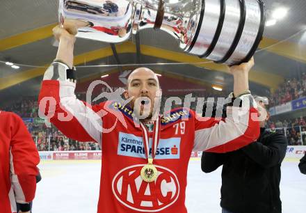 EBEL. Eishockey Bundesliga. KAC gegen	spusu Vienna Capitals. Meisterjubel  Mitch Wahl (KAC). Klagenfurt, am 24.4.2019.
Foto: Kuess

---
pressefotos, pressefotografie, kuess, qs, qspictures, sport, bild, bilder, bilddatenbank