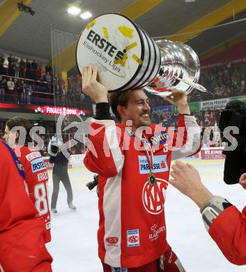 EBEL. Eishockey Bundesliga. KAC gegen	spusu Vienna Capitals. Meisterjubel Nicholas Eric Petersen (KAC). Klagenfurt, am 24.4.2019.
Foto: Kuess

---
pressefotos, pressefotografie, kuess, qs, qspictures, sport, bild, bilder, bilddatenbank