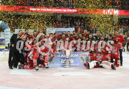 EBEL. Eishockey Bundesliga. KAC gegen	spusu Vienna Capitals. Meisterjubel  (KAC). Klagenfurt, am 24.4.2019.
Foto: Kuess

---
pressefotos, pressefotografie, kuess, qs, qspictures, sport, bild, bilder, bilddatenbank